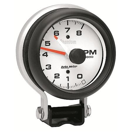 Gauge; Tachometer; 3 3/4"; 8K RPM; Pedestal With Red Line; Phantom