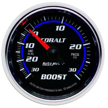 Gauge; Vac/Boost; 2 1/16"; 30Inhg-30 PSI; Mechanical; Cobalt