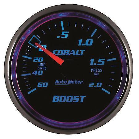 Gauge; Vac/Boost; 2 1/16"; 60Cmhg-2.0Bar; Mechanical; Cobalt
