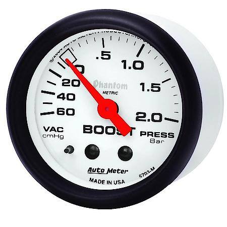 Gauge; Vac/Boost; 2 1/16"; 60Cmhg-2.0Bar; Mechanical; Phantom