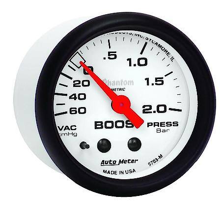 Gauge; Vac/Boost; 2 1/16"; 60Cmhg-2.0Bar; Mechanical; Phantom