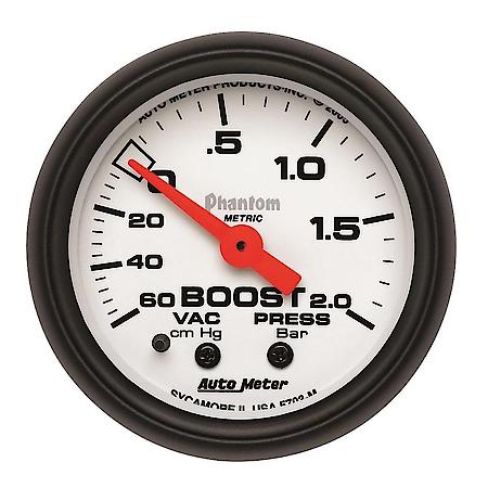Gauge; Vac/Boost; 2 1/16"; 60Cmhg-2.0Bar; Mechanical; Phantom