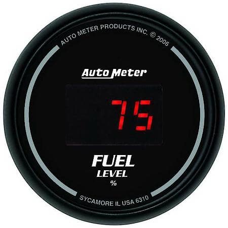 Gauge; Fuel Level; 2 1/16"; 0-280O Programmable; Digital; Black Dial With Red LED