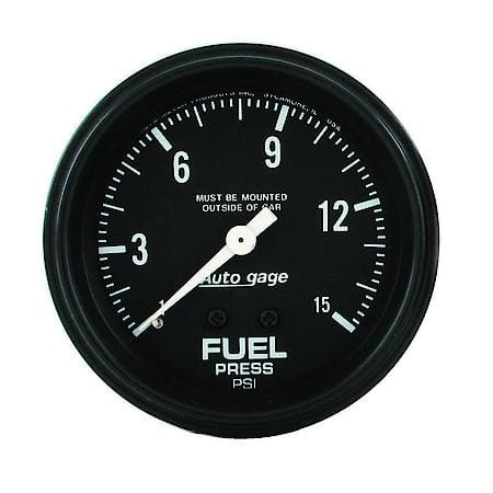 Gauge; Fuel Pressure; 2 5/8" 0-15 PSI; Mechanical; Black; AutoGauge