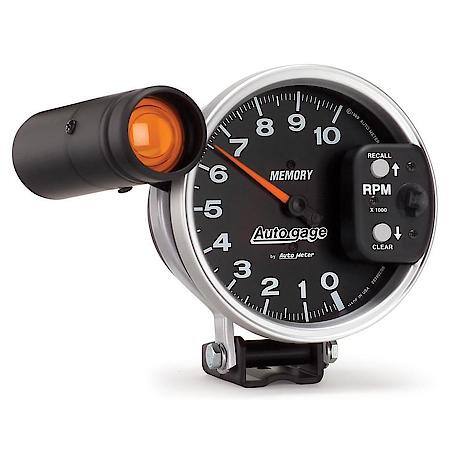 Gauge; Tach; 5"; 10K RPM; Pedestal With Ext. Shift-Lite/Mem; Black; Auto Gauge