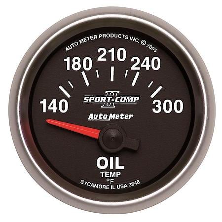 Gauge; Oil Temperature; 2 1/16"; 140-300 Deg. F; Electric; Sport-Comp II