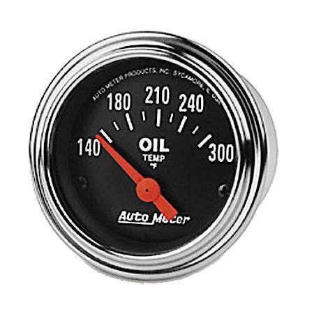 Gauge; Oil Temperature; 2 1/16"; 140-300 Deg. F; Electric; Traditional Chrome
