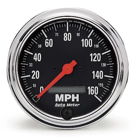 Gauge; Speedo; 3 3/8"; 160MPH; Electrical Program With LCD ODO; Traditional Chrome