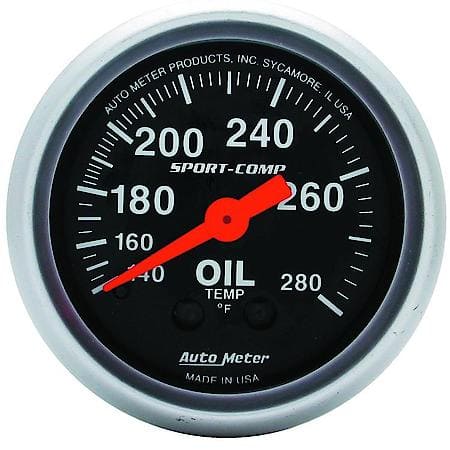 Gauge; Oil Temperature; 2 1/16"; 140-280 Deg. F; Mechanical; Sport-Comp