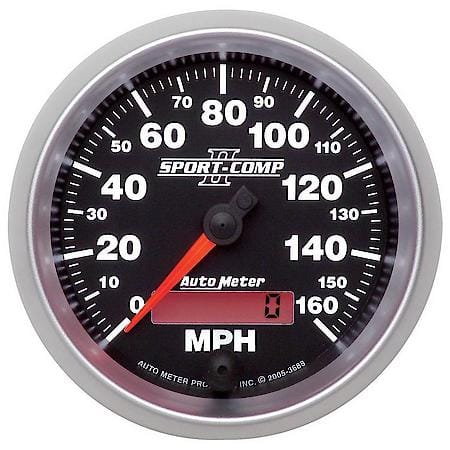 Gauge; Speedometer; 3 3/8"; 160MPH; Electrical Programmable; Sport-Comp II
