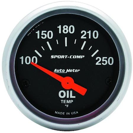 Gauge; Oil Temperature; 2 1/16"; 100-250 Deg. F; Electric; Sport-Comp
