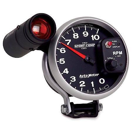 Gauge; Tachometer; 5"; 10K RPM; Pedestal With Ext. Shift-Lite; Sport-Comp II