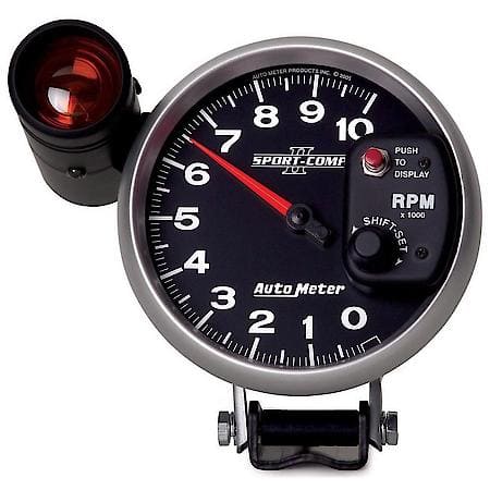 Gauge; Tachometer; 5"; 10K RPM; Pedestal With Ext. Shift-Lite; Sport-Comp II