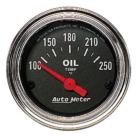 Gauge; Oil Temperature; 2 1/16"; 100-250 Deg. F; Electric; Traditional Chrome