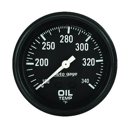 Gauge; Oil Temperature; 2 5/8" 100-340 Deg. F; Mechanical; Black; AutoGauge