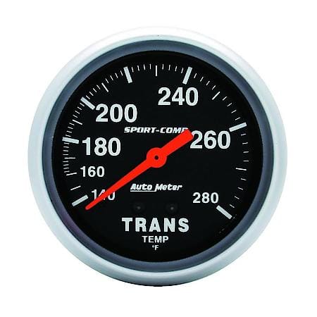 Gauge; Transmission Temperature; 2 5/8"; 140-280 Deg. F; Mechanical; 8Ft.; Sport-Comp
