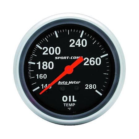 Gauge; Oil Temperature; 2 5/8"; 140-280 Deg. F; Mechanical; Sport-Comp