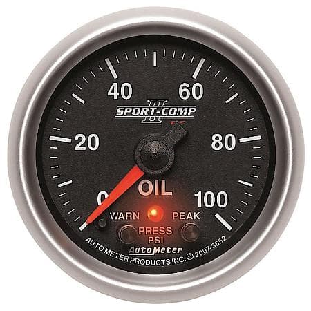 Gauge; Oil Press; 2 1/16"; 100 PSI; Digital Stepper Motor With Peak/Warn; Sport-Co