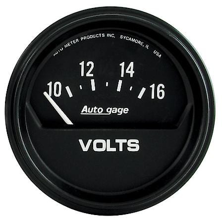 Gauge; Voltmeter; 2 5/8"; 16V; Electric; Black; AutoGauge