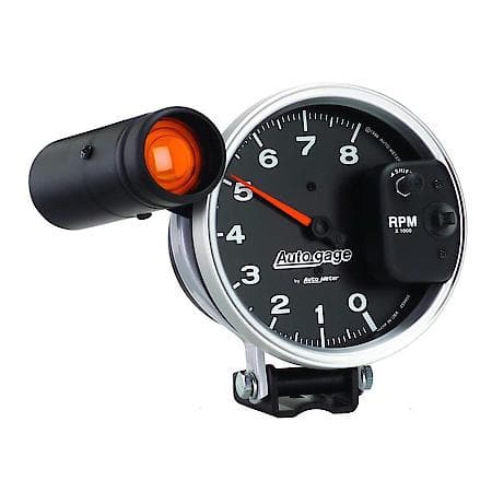 Gauge; Tachometer; 5"; 8K RPM; Pedestal With Ext. Shift-Lite; Black; Auto Gauge
