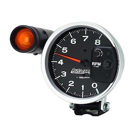 Gauge; Tachometer; 5"; 8K RPM; Pedestal With Ext. Shift-Lite; Black; Auto Gauge