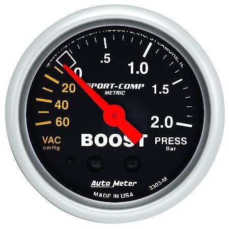 Gauge; Vac/Boost; 2 1/16"; 60Cmhg-2.0Bar; Mechanical; Sport-Comp