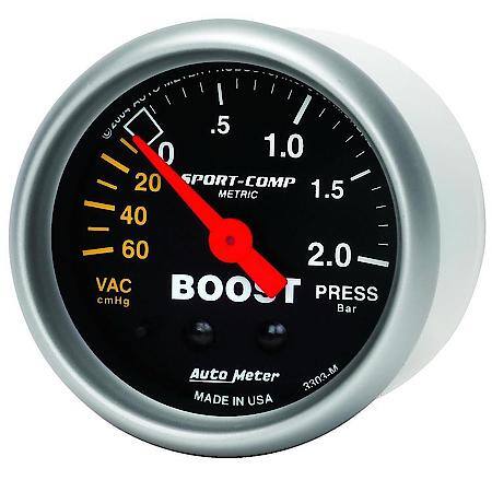 Gauge; Vac/Boost; 2 1/16"; 60Cmhg-2.0Bar; Mechanical; Sport-Comp