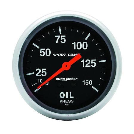 Gauge; Oil Pressure; 2 5/8"; 150 PSI; Mechanical; Sport-Comp