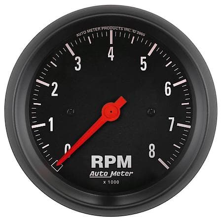Gauge; Tachometer; 3 3/8"; 8K RPM; In-Dash; Z-Series