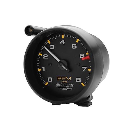 Gauge; Tach; 3 3/4"; 8K RPM; Pedestal With Ext Shift Light; Black Dial Black Case; Autogage