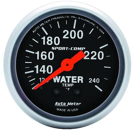 Gauge; Water Temperature; 2 1/16"; 120-240 Deg. F; Mechanical; 12'; Sport-Comp
