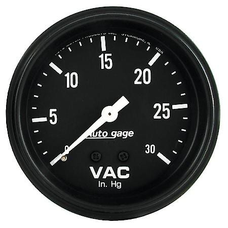 Gauge; Vacuum; 2 5/8"; 30Inhg; Mechanical; Black; AutoGauge