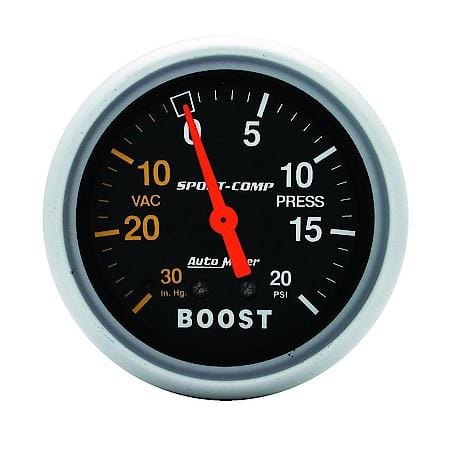 Gauge; Vac/Boost; 2 5/8"; 30Inhg-20 PSI; Mechanical; Sport-Comp