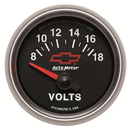 Gauge; Voltmeter; 2 1/16"; 18V; Electric; GM Bowtie Black