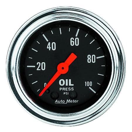 Gauge; Oil Pressure; 2 1/16"; 100 PSI; Mechanical; Traditional Chrome