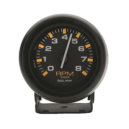 Gauge; Tachometer; 2 3/4"; 8K RPM; Pedestal; Black Dial Black Case; AutoGauge