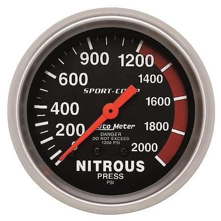 Gauge; Nitrous Pressure; 2 5/8"; 2000 PSI; Mechanical; Sport-Comp