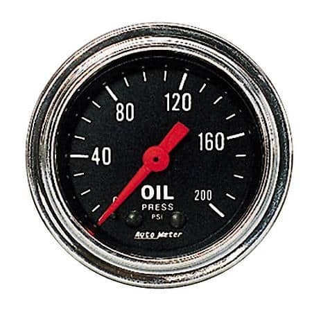 Gauge; Oil Pressure; 2 1/16"; 200 PSI; Mechanical; Traditional Chrome