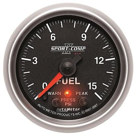Gauge; Fuel Press; 2 1/16"; 15 PSI; Digital Stepper Motor With Peak/Warn; Sport-Co
