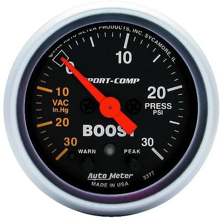 Gauge; Vac/Boost; 2 1/16"; 30Inhg-30 PSI; Stepper Motor With Peak/Warn; Sport-Comp