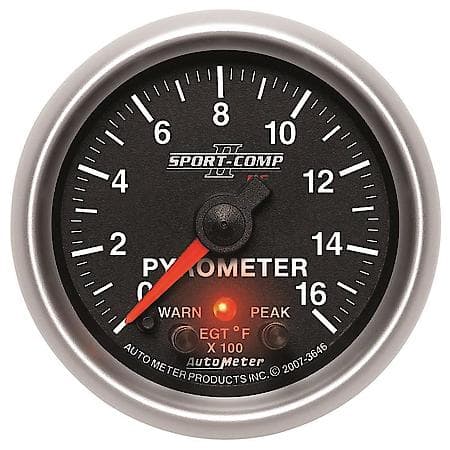 Gauge; Pyrometer (EGT); 2 1/16"; 1600 Deg. F; Stepper Motor With Peak/Warn; Sport-C