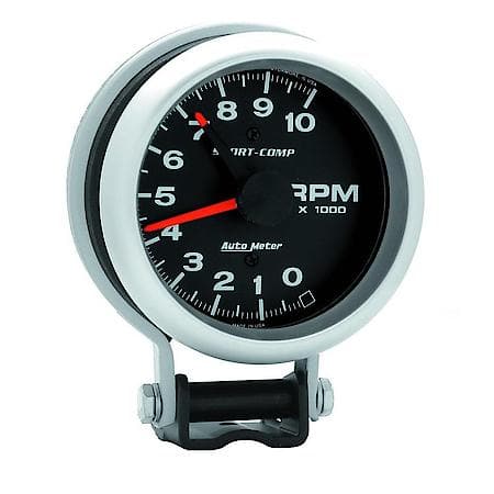 Gauge; Tachometer; 3 3/4"; 10K RPM; Pedestal With Red Line; Sport-Comp
