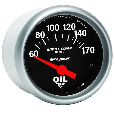 Gauge; Oil Temperature; 2 1/16"; 60-170 Deg. F; Electric; Sport-Comp