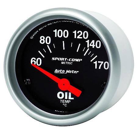 Gauge; Oil Temperature; 2 1/16"; 60-170 Deg. F; Electric; Sport-Comp