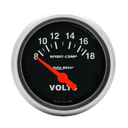 Gauge; Voltmeter; 2 1/16"; 18V; Electric; Sport-Comp