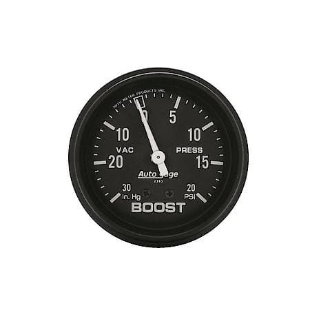 Gauge; Vac/Boost; 2 5/8"; 30Inhg-20 PSI; Mechanical; Black; AutoGauge