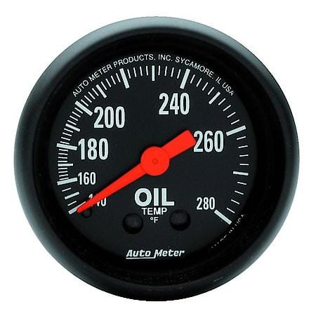 Gauge; Oil Temperature; 2 1/16"; 140-280 Deg. F; Mechanical; Z-Series