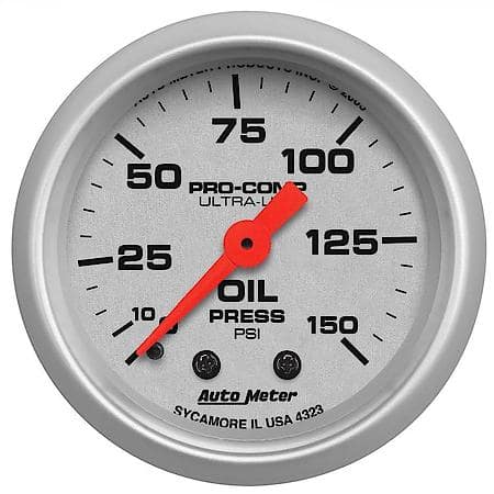 Gauge; Oil Pressure; 2 1/16"; 150 PSI; Mechanical; Ultra-Lite