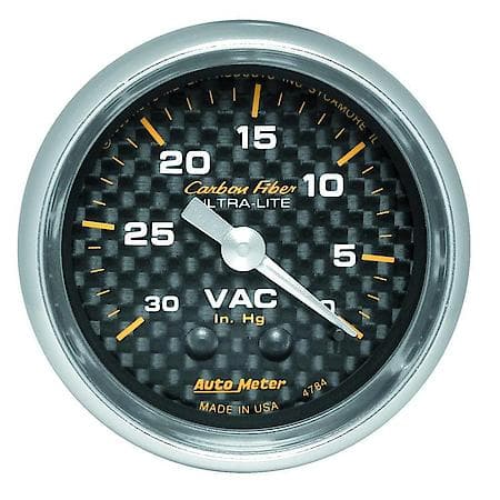 Gauge; Vacuum; 2 1/16"; 30Inhg; Mechanical; Carbon Fiber