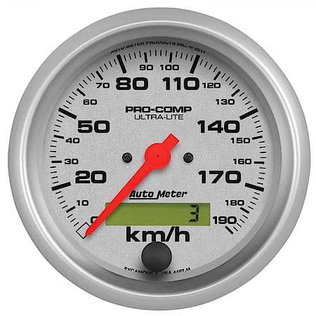 Gauge; Speedometer; 3 3/8"; 190Km/H; Electrical Prog. With LCD ODO; Ultra-Lite